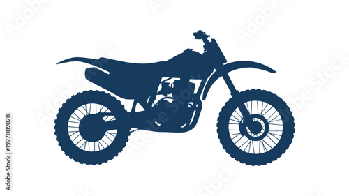 Silhouette of a classic dirt bike in motion against a plain background