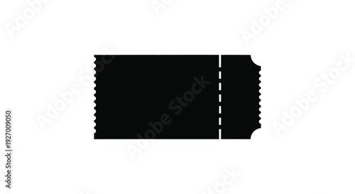 A stark black silhouette of a ticket stub against a bright white background silhouette high quality professional detailed