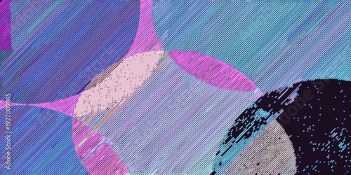 Abstract composition of overlapping organic shapes in vibrant digital colors