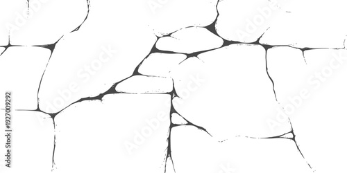 White cracked wall texture background with broken plaster and damaged surface