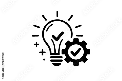 Photography Innovation idea lightbulb with gear icon representing creative problem solving,