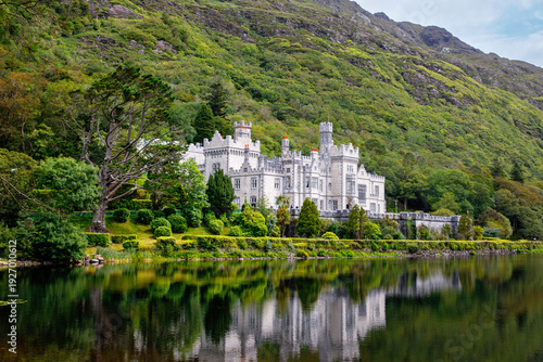 Εκτύπωση καμβά Kylemore Abbey with water reflections in Connemara, County Galway, Ireland, Europe