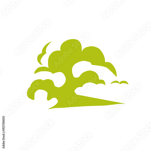 Stinky smoke. Green fumes, poisonous gas, bad breath, fart smell, clouds of stench, foul odor. Vector Ilustration