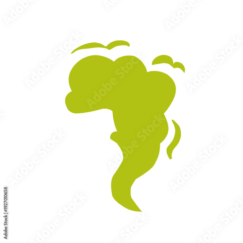 Stinky smoke. Green fumes, poisonous gas, bad breath, fart smell, clouds of stench, foul odor. Vector Ilustration