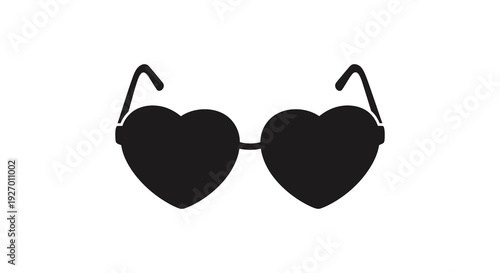 A striking black silhouette of heart shaped sunglasses a playful and fashionable accessory silhouette high quality professional detailed modern