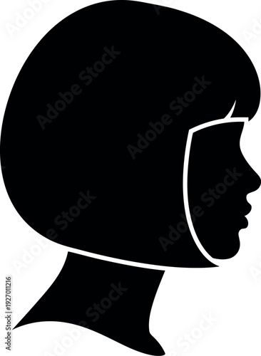 Silhouette of Woman with Classic Bob Haircut in Profile Vector Illustration