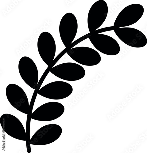 Black Silhouette of Laurel Wreath Branch Icon for Award, Victory, and Achievement Designs