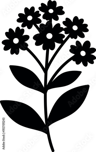 Silhouette of Wildflower Bouquet Isolated on White Background for Floral Design