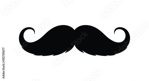 A striking black silhouette of a classic handlebar mustache against a white backdrop silhouette high quality professional detailed