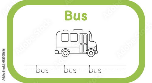 Bus coloring page for kids. Transport learning worksheet.