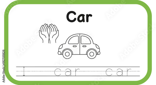 Car tracing worksheet for kids learning