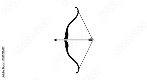A striking black outline of a traditional recurve bow with an arrow silhouette high quality professional detailed modern