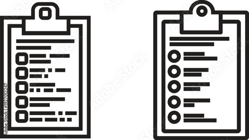 Two clipboards with checklists and rating scales
