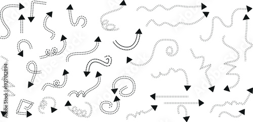 A complex network diagram with arrows and squiggly lines
