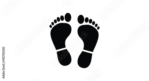Two black footprints are prominently displayed against a stark white background a striking silhouette high quality professional detailed