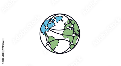 Simple Globe Illustration with Network Lines.