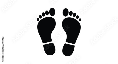 A pair of black footprints are displayed against a white background creating a striking silhouette high quality professional