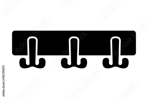 Clothes hanger icon. Black silhouette. Horizontal front view. Vector simple flat graphic illustration. Isolated object on a white background.