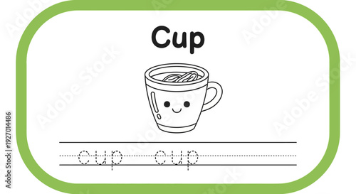 Cup tracing worksheet for kids learning