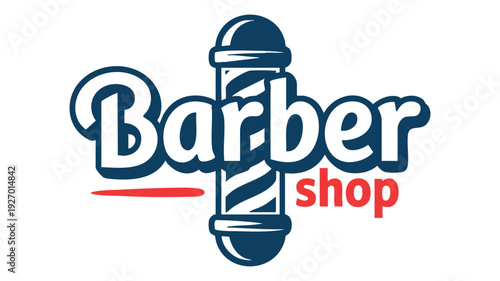 Vibrant logo design for a local barber shop featuring a classic barber pole