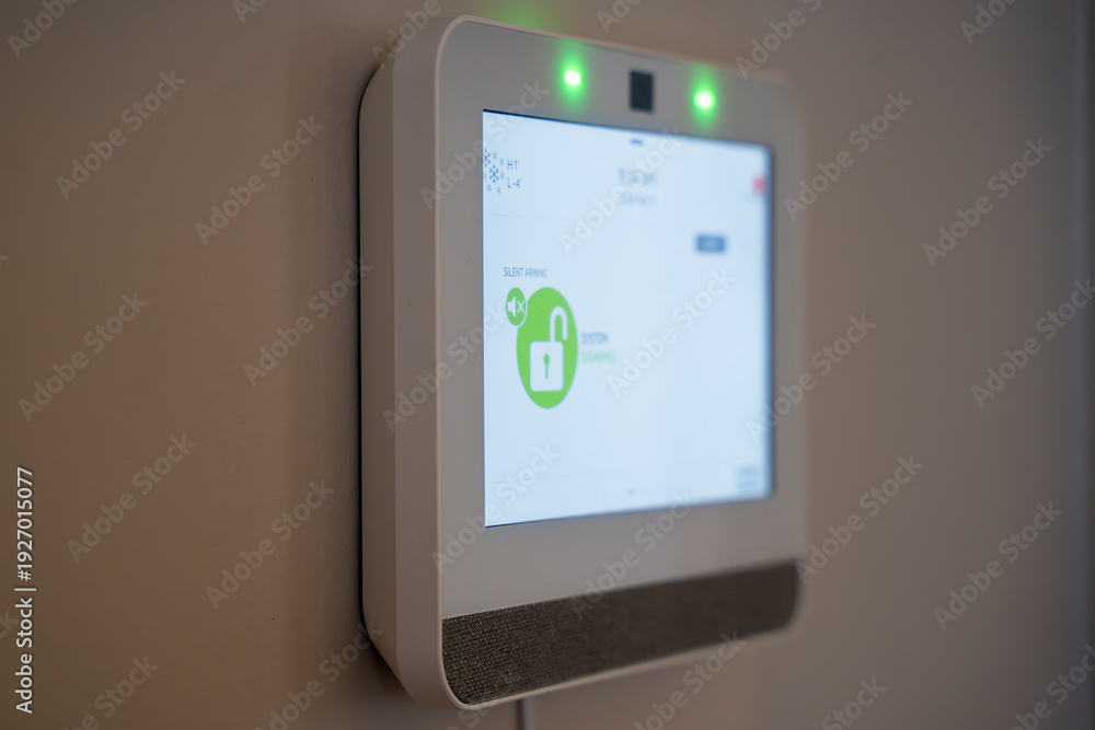 Fototapeta premium Close up of home security system control panel screen