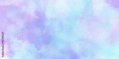Natural sky beautiful blue and white texture background. Creative and painted cloudy sky blue watercolor background. Gradient color splashing on textured paper. 