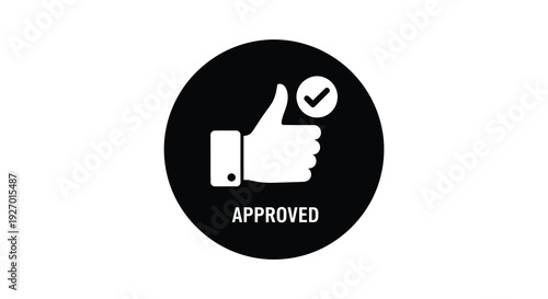 A black circular badge displays a white thumbs up with a checkmark and the word approved silhouette