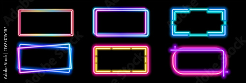 Glowing neon square border with electric blue waves and light effects forms a striking frame ideal for retro gaming backgrounds, portals, and futuristic digital designs