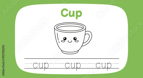 Cute Cup Coloring Page for Kids Learning