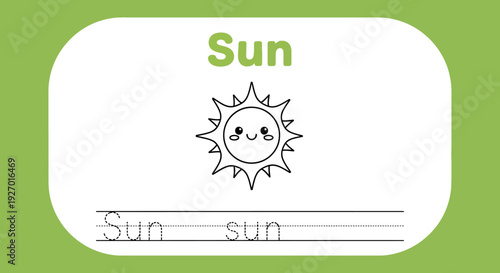 Cute Sun Coloring Page for Kids, Educational Activity