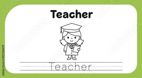 Cute Teacher Coloring Page for Kids Education