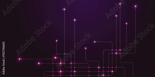 Neon Purple Circuit Lines Background – Futuristic Digital Tech Network Art