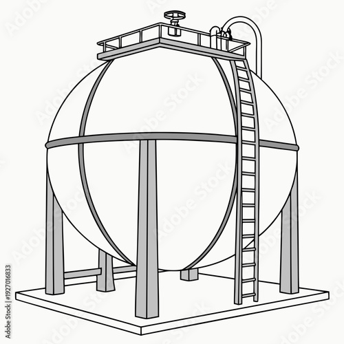 A large spherical tank with a ladder and platform