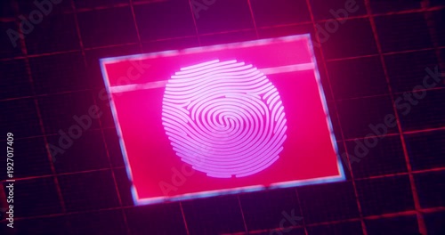Wallpaper Mural Security fingerprint cyber technology with curcuit digital on red dark background. Online innovation biometrics identification system. 3d render video. Torontodigital.ca