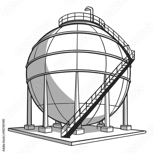 A large metal sphere with a staircase leading to the top