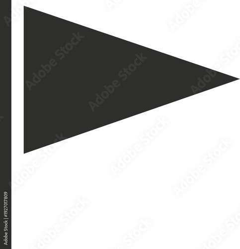 A simple, dark pennant flag flutters on its pole, representing a basic symbol of direction or warning