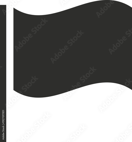 A simple, dark flag flutters gently on its pole, creating a minimalist and abstract visual element