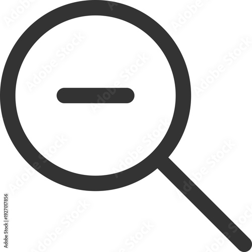 A simple, minimalist graphic representing the action of zooming out or reducing magnification, often used in digital interfaces