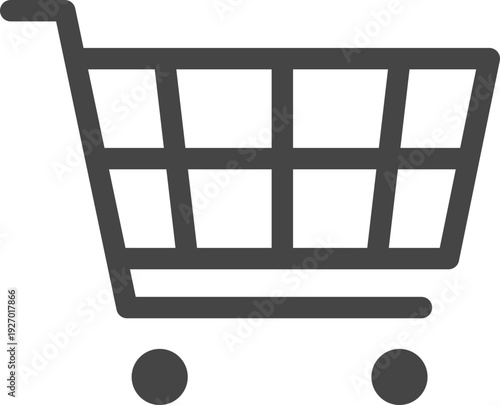 A simple, clean graphic representation of a shopping cart, commonly used for e-commerce and retail applications