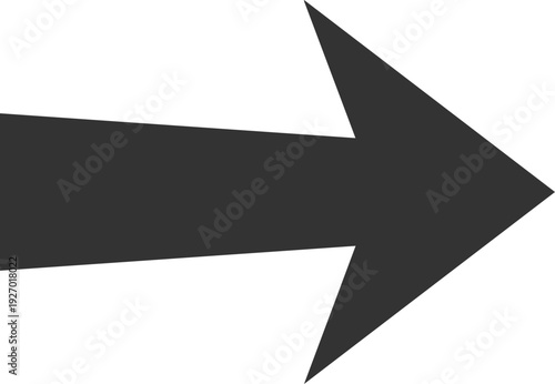 A simple, solid dark gray arrow shape is depicted against a stark black background, indicating direction or progress