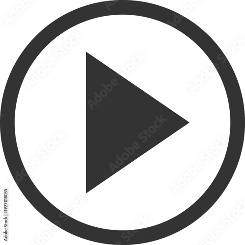 A simple, dark gray play button icon enclosed in a circle, commonly used for media playback controls