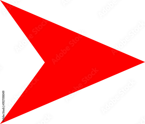 A bold red arrow shape is prominently displayed against a stark black background, indicating direction or forward movement