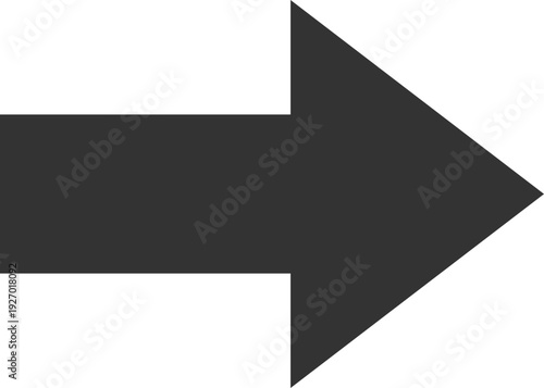 A simple, solid dark gray arrow shape is depicted against a stark black background, indicating direction or progress