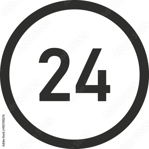 A simple, modern graphic representing continuous availability or a 24-hour service period, perfect for business or operational contexts