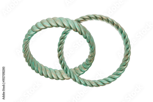 Vintage Green Patina Twisted Gold wedding Bands 3D Jewelry Concept