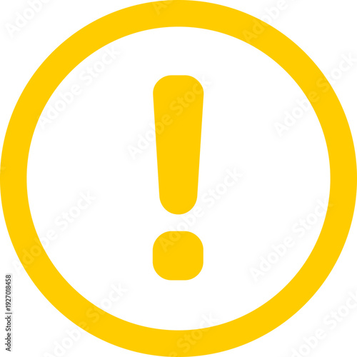A bright yellow exclamation mark inside a circle, commonly used to signify a warning or important alert