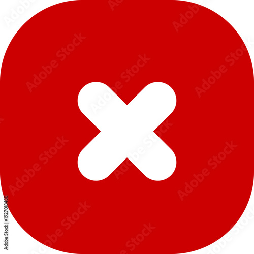 A simple, bold graphic featuring a bright red circle with a prominent white 'X' symbol at its center, often used to indicate closure or cancellation