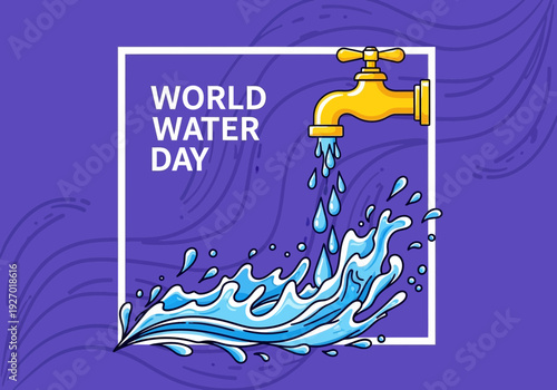World water day faucet with flowing water