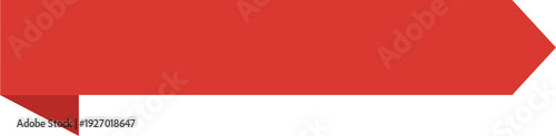 A simple red banner with a pointed end and a folded corner, perfect for adding emphasis to text or graphics