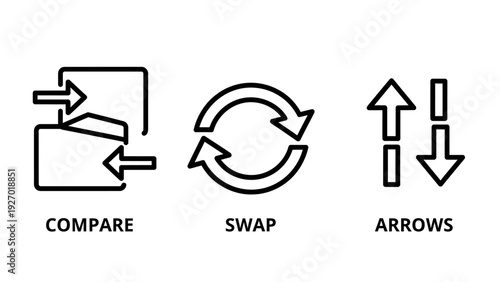 Data Compare and Swap Interface Icons for Navigation Transfer and Circular Synchronization Processes